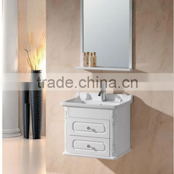 Modern Hanging Popular Cheap Bathroom PVC Cabinet With Ceramic Basin Sink
