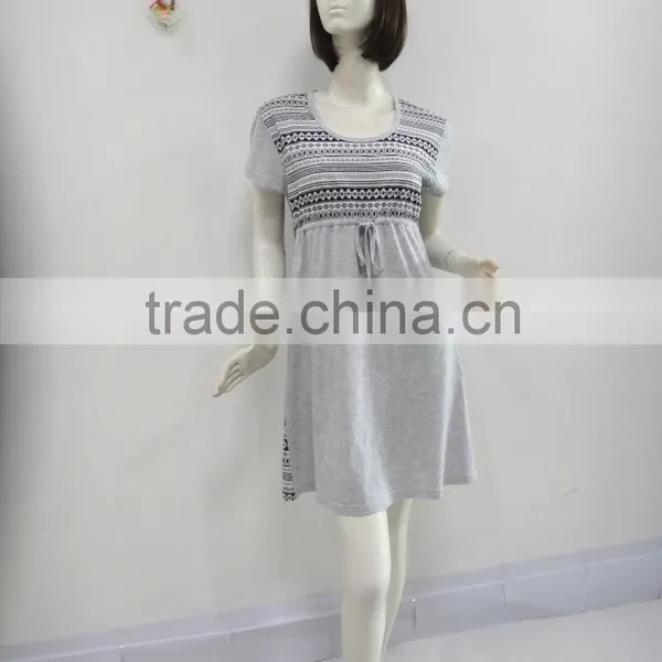 Grey Contracted Bowknot Nightgown Women photo-2