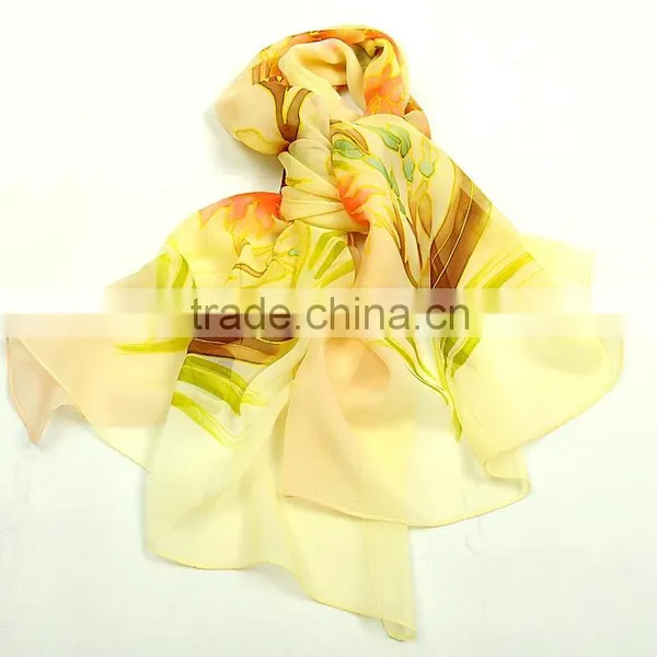 Customize Digital Printed Chiffion Scarf 100% Silk Scarves NO MOQ photo-2