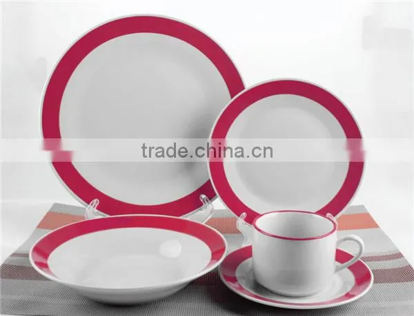High Grade Dinner Set Porcelain Crockery Items With Color Band photo-3