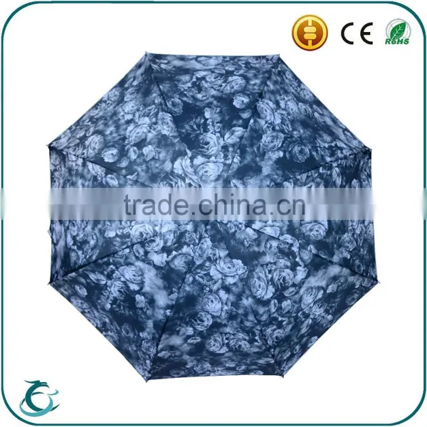 Hot Sale New Design Full Body Print Flower Auto Open Straight Umrbella photo-4
