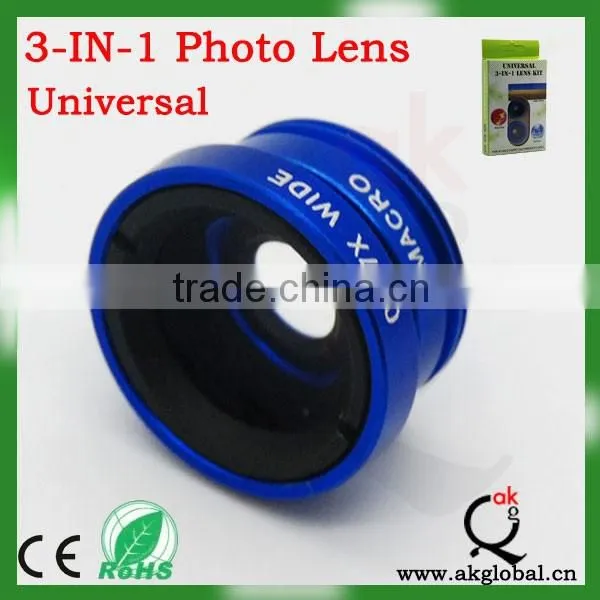 Wholesale Wide Angle&fisheye&Micro Clip 3 in 1 Lens for Samsung s4 Mobile Phone photo-3