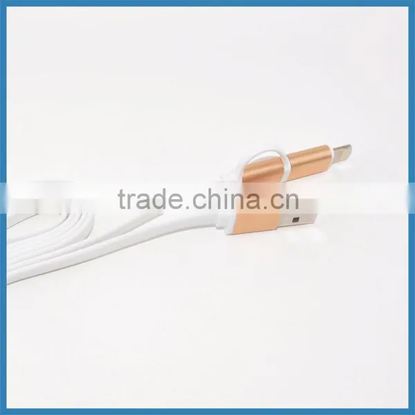 Luxury 2 in 1 Flat Noodle Data Sync Charging USB Cable For Iphone 5/5s 6 Plus Samsung S5 S6 photo-4