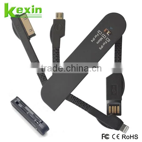 Portable Design Swiss Knife 3in1 USB Data Cable With Switch for SmartPhone Charging photo-2