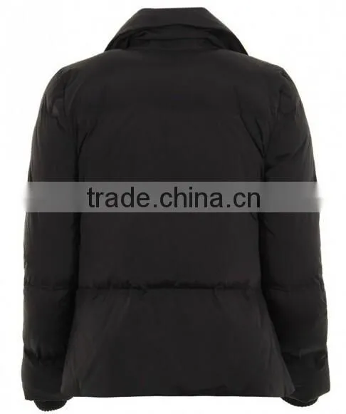 Short Style Black Womens Down Jacket With Bomber Winter Season photo-2