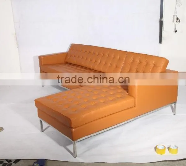 Modern Design Leather Florence Knoll Style Corner Sofa With Chaise Lounge photo-2