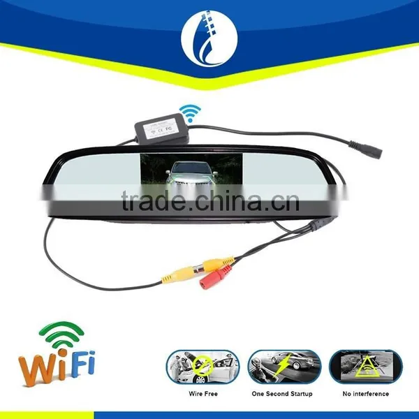 Wifi Wireless 2.4G 4.3inch Wire Free One Second Startup Waterproof HD Car Rearview Mirror photo-4