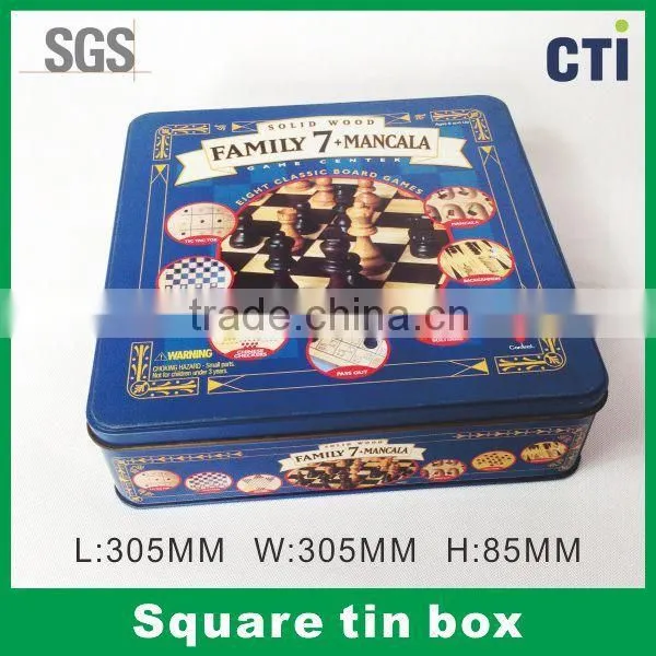 Metal Square Chess Game Tin Box