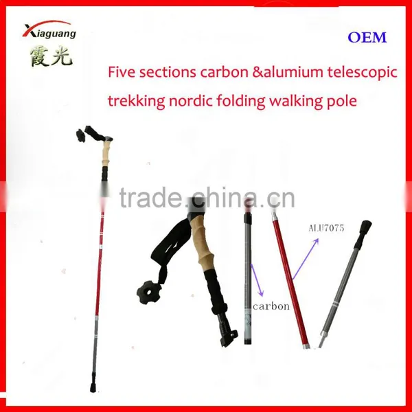 Carbon Fiber&alumium Telescopic Trekking Nordic Folding Walking Pole