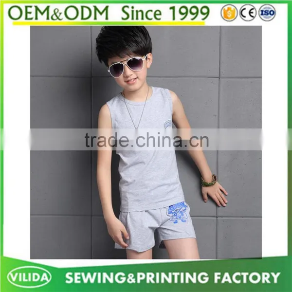 Custom Your Own Design Children Boys Blank Sleeveless t Shirt Embroidery Blank Vest photo-4