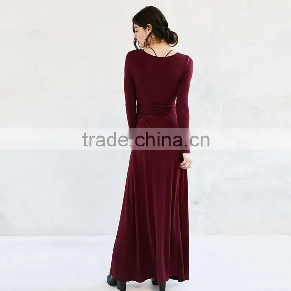 Plain Black Long Sleeve Tunic Skirt Deep v Sexy Slim Fit Elegant Long Evening Dress photo-3