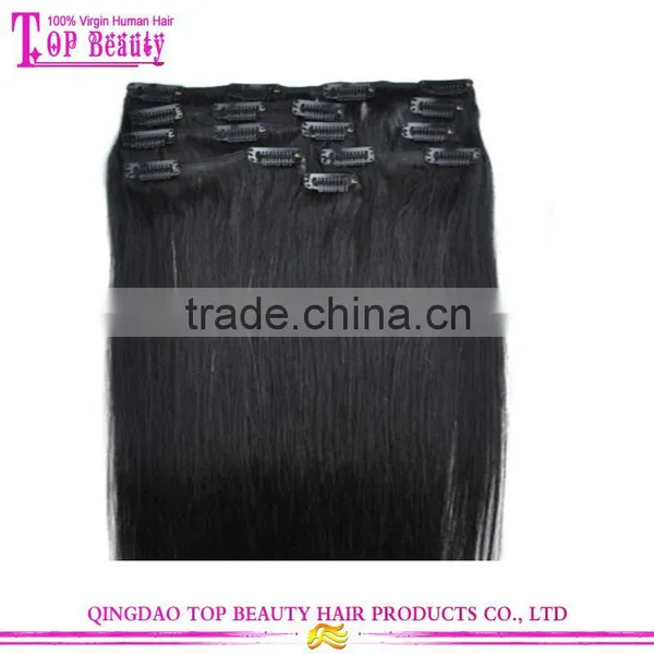 Double Drawn Cheap Price Straight Clip in Hair Extension Free Sample Clip in Hair Extensions for African American photo-4