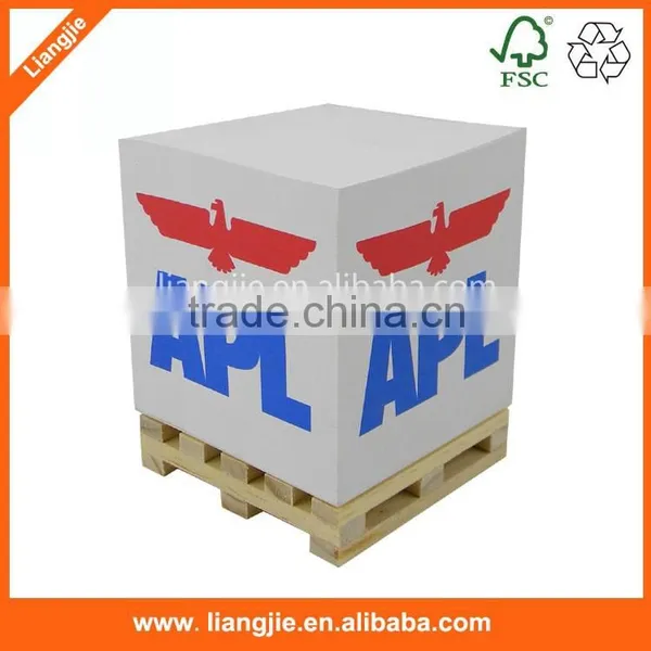 Cmyk Print Notepad Cube With Wooden Pallet, Loose Leaf Note Cube,note Block photo-2