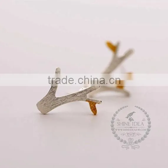 925 Sterling Solid Silver Tree Plant Mix Color Branch Leaf Earring Stud Fashion Women Earrings 6730610 photo-2