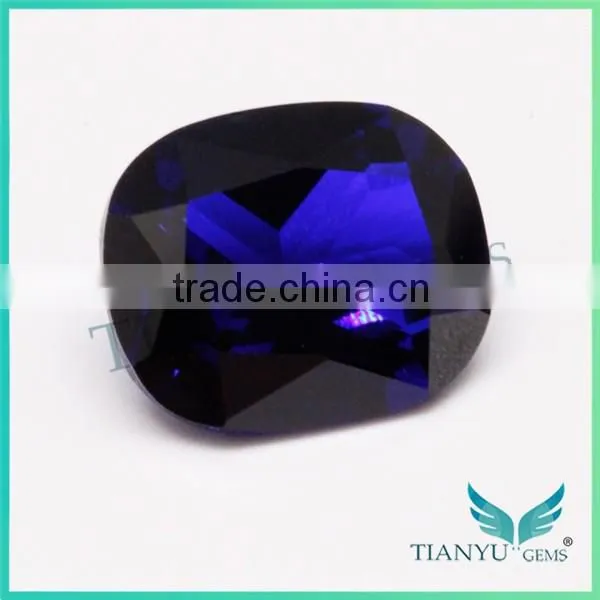 Artificial Gem Wholesale Loose Gemstones 35# Cushion Shape Deep Aquamarine Gemstone photo-2