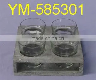 Good Selling Garden Product Wooden Flower Pot and Wooden Candle Holder,with Glass. photo-2