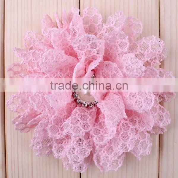Fabric Flower With Pearl Beads Center for Kids Hair Accessories photo-2