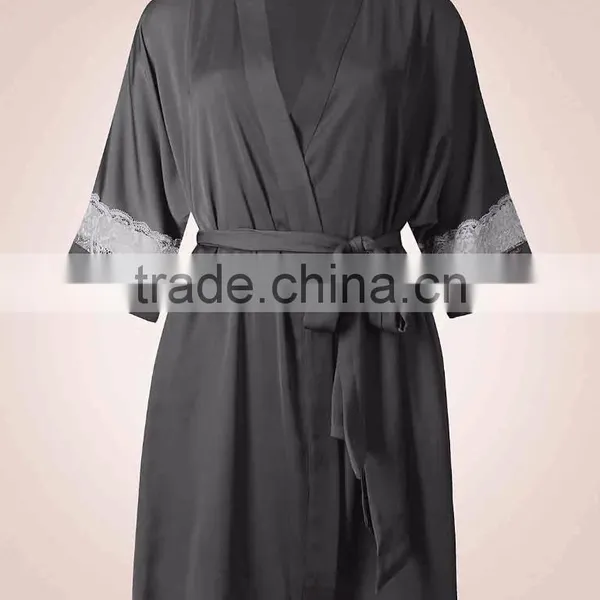 Adult Romper Pajamas Wholesale Custom Satin Lace Insert Dressing Gownpajamas WomenWholesale Custom Made in China photo-2
