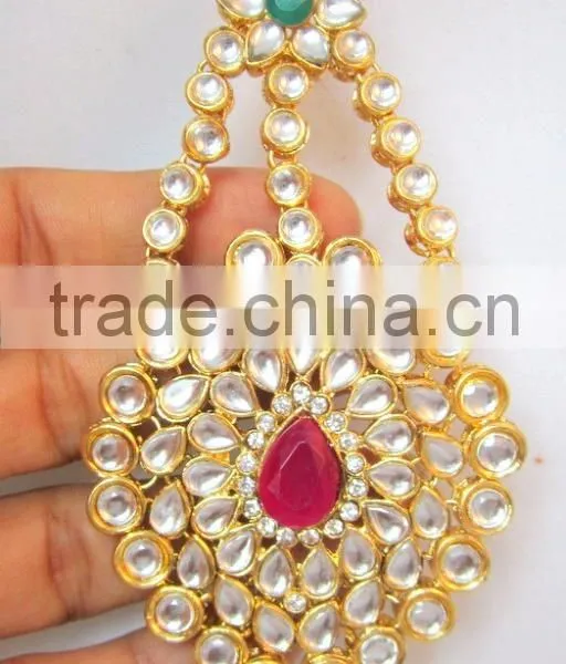 Hair Accessory JHOOMAR JHUMAR Passa TIKA KUNDAN GOLD PLATED photo-2