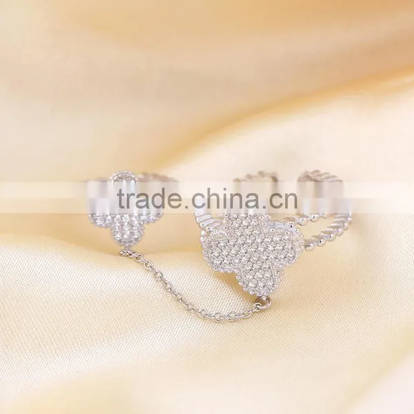 Yiwu Factory Direct Cheap Wholesale Top Quality Romantic S925 Double Chained Rings for Women photo-2