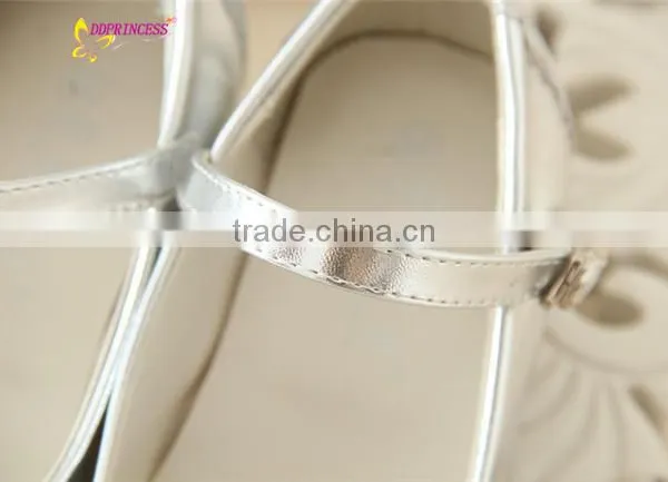 Kids Silver Shoes Girls Shoes Party Wearing Low Heel Fashion Little Girls Shoes Good Quality Sweet Girls Dress photo-3