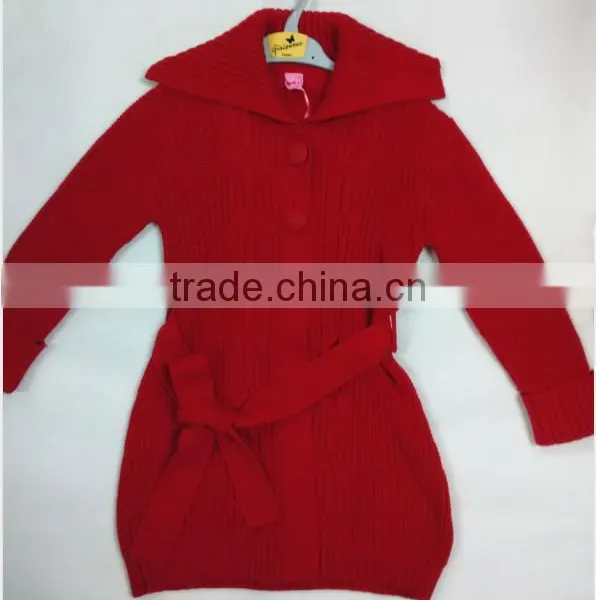 In-stock Salior Collar Short Sleeve Belt Knitted Girls Cardigan Sweater photo-4