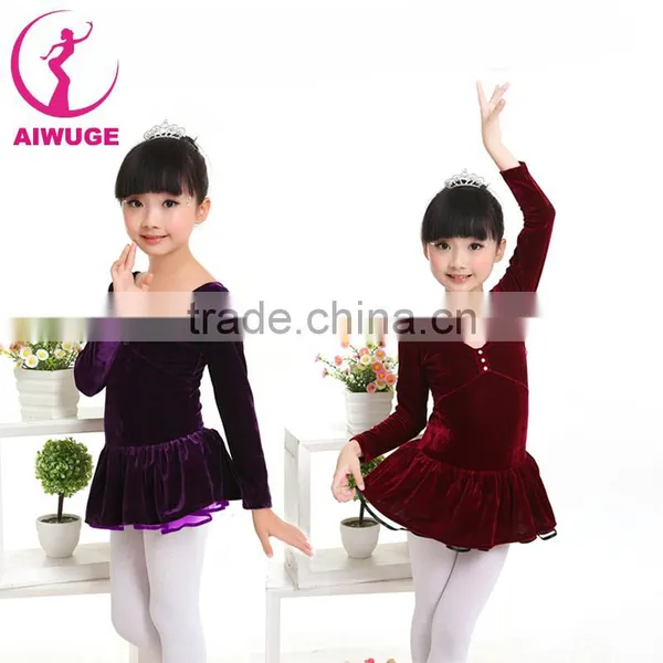 Long Sleeve Velvet Ballet Dance Leotard Keep Warm Children Dancing Dress photo-4