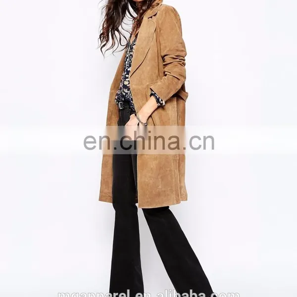 New Arrival Winter Suede Coat 100% Leather Suede Fabric Ladies Long Winter Coats for Women photo-5
