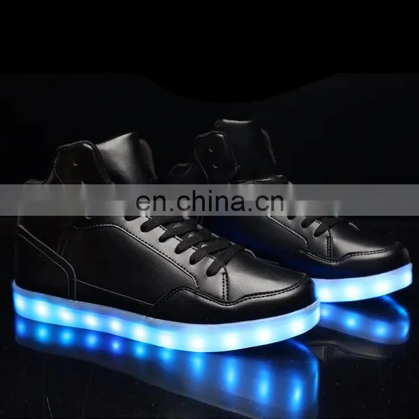 Wholesale New Design Casual Shoes Men Pu Leather Light Shoes Street Dance Luminous High Top LED Shoes Sneakers for Men Women photo-4