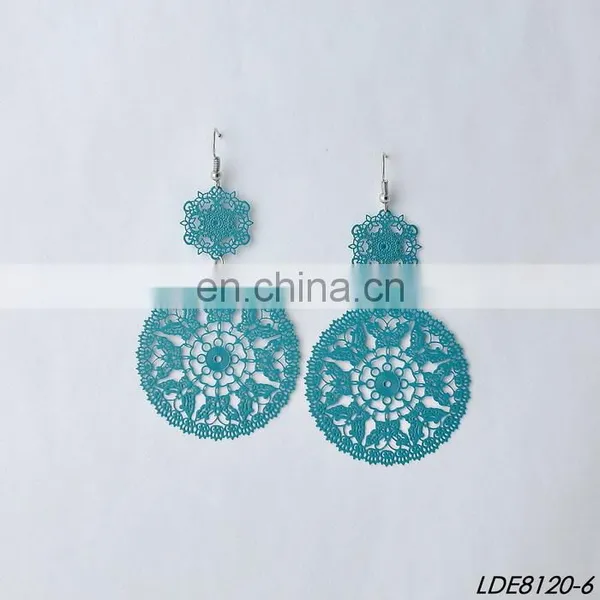 Painting Filigree Earrings Metal Flower Earring photo-5