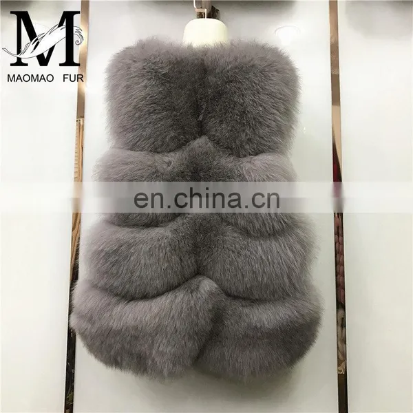 2017 Women Fox Fur Vest Winter Long Vest Real Fur Coat Vest Price Waistcoat photo-4