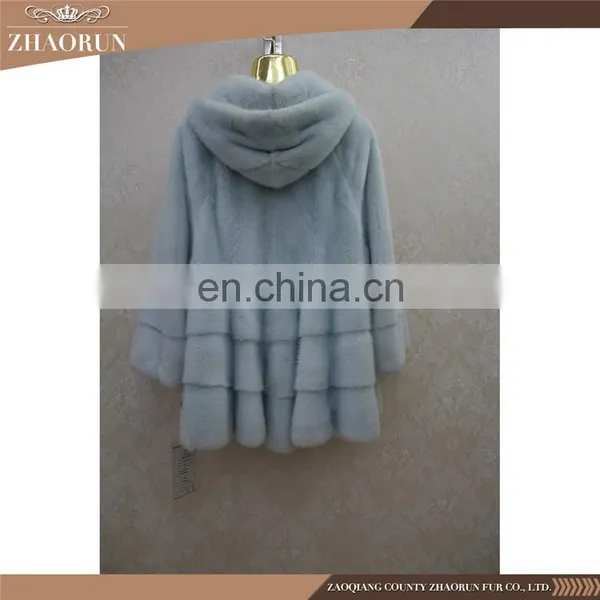 China Supplier Imported Mink Fur Jacket Blue Women Genuine Mink Fur Coat For Winter photo-2