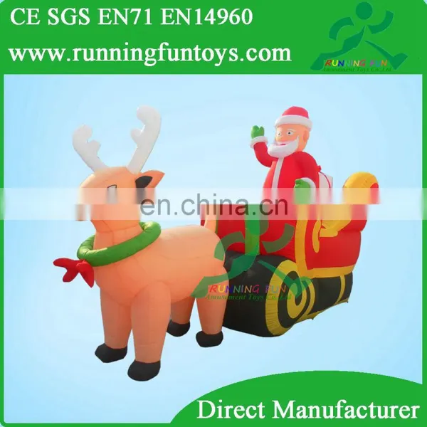 Hot Santa on Sleigh Inflatable, Inflatable Santa With Sleigh and Reindeer, Santa Claus in Dear Cart Decorations photo-2