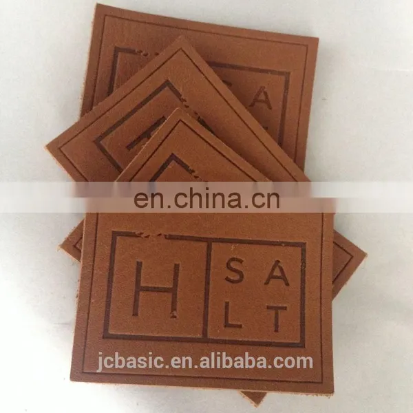 Pu Handmade Custom Metal Logo Leather Clothing Label for Garment photo-5
