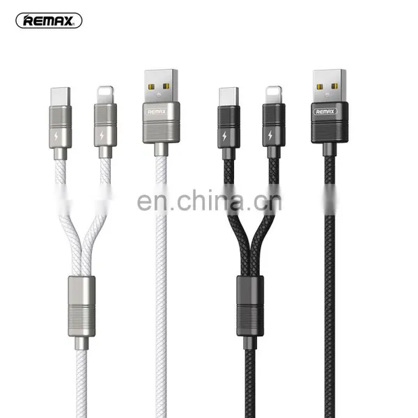 Remax 2.4A Cell Phone Accessories 2 In1 Data Cables, 1M TPE Zinc Alloy USB to Type C Lighnting photo-3
