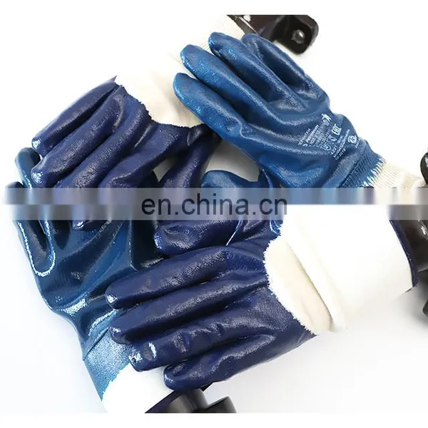 Oil Resistant Fully Coated Blue Nitrile Safety Work Gloves For Fuel Petro Chemical Work photo-2