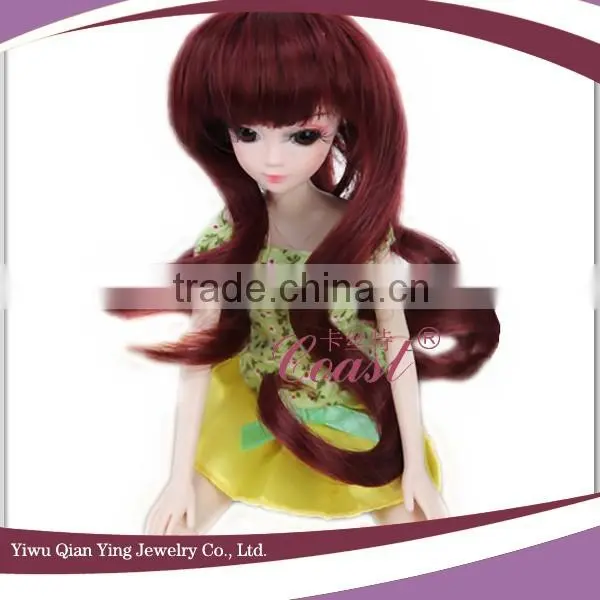 Fashion Brown Curly Synthetic Hair Wig for Dolls photo-2