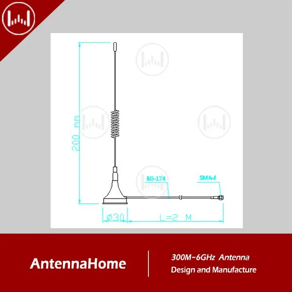 Антенна MeterSpring H200 для 2G/3G/4G, NB-IoT, CAT.1&4, 2G/3G/4G, для удаленного использования / передачи / приема