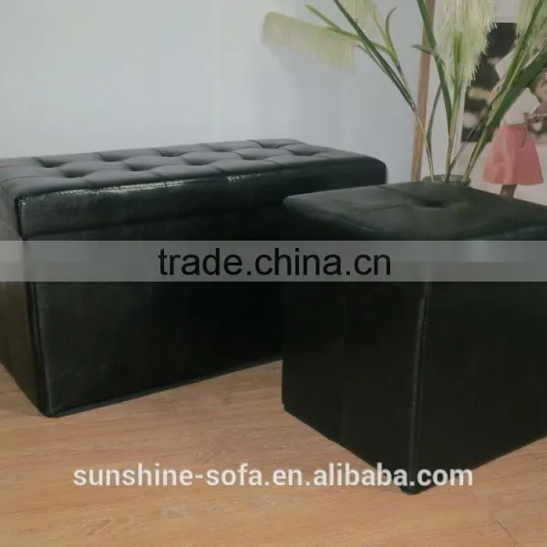 Leather Bed End Folding Stool With Drawer photo-3