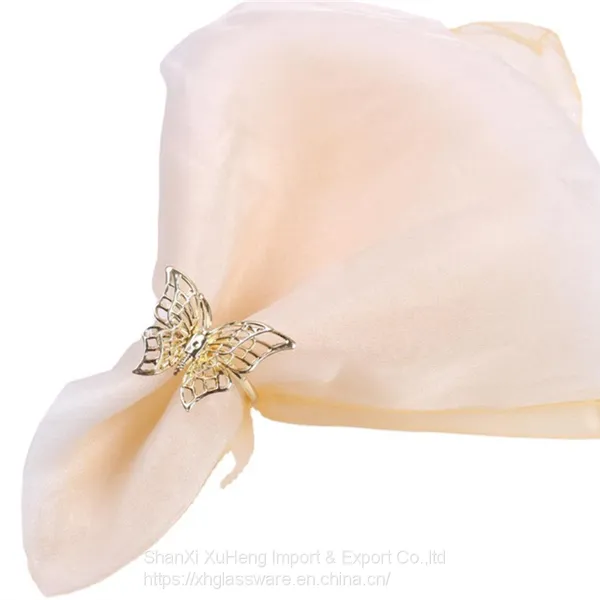 Electroplated Gold Metal Two Layers Butterfly Napkin Rings For Spring Season photo-2