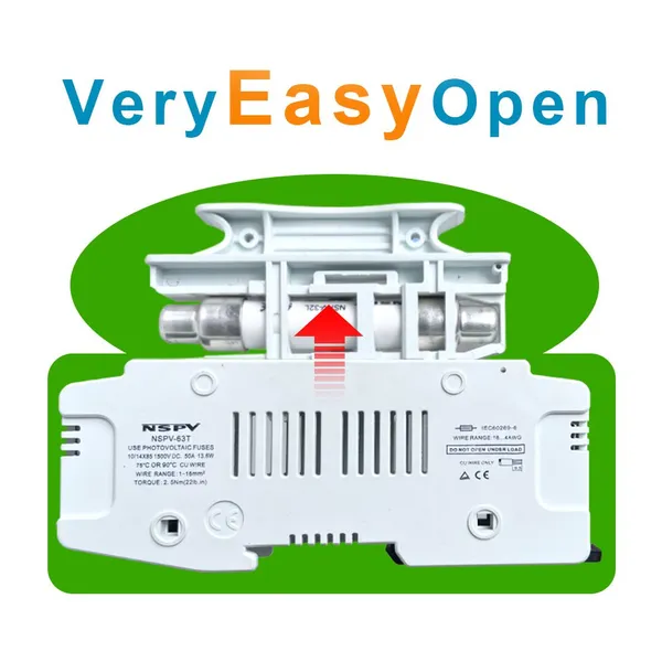 NSPV-63T Solar System Combiner Box Protective Device DC 1500V Fuse Holder With Fuse 50A photo-3
