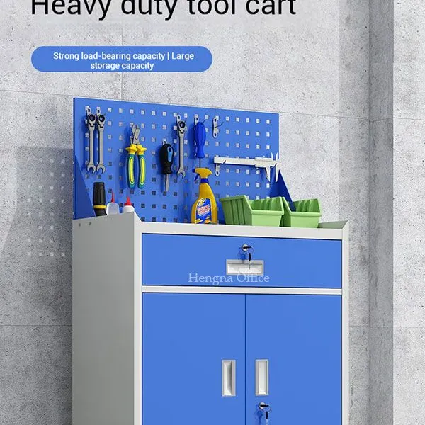 Professional Heavy Duty Mobile Tool Cart With Industrial Pegboard, Central Locking System, and 360° Swivel Casters for Workshop