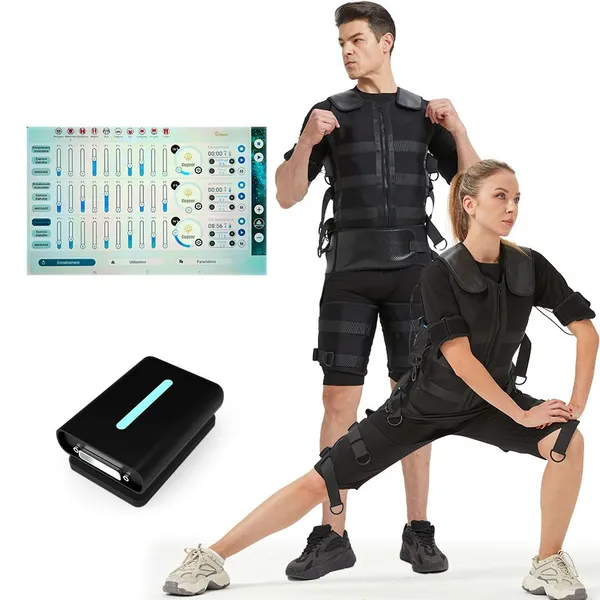 Smart EMS Full Body Suit Muscle Training 220-240V AC Adapter 8 Pads Bluetooth Control