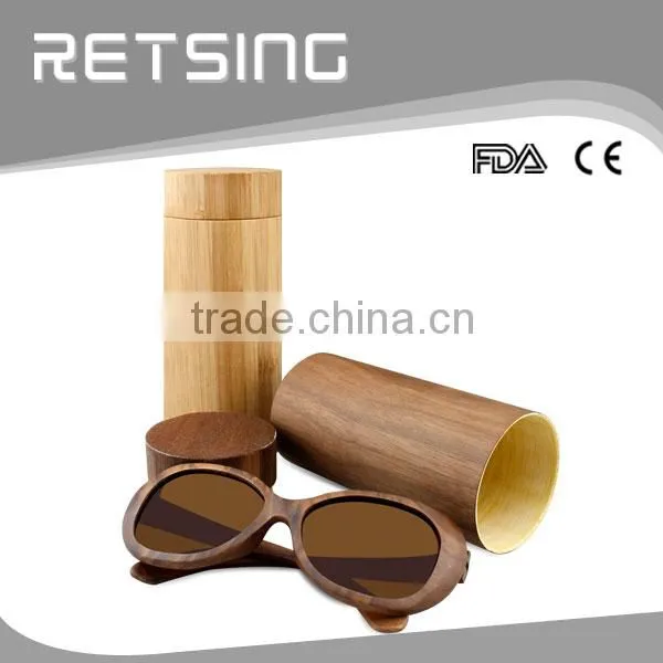 Hot Round Wooden Bamboo Sunglasses Case Box Engraved Logo for Free photo-6