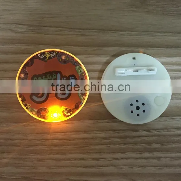 ABS Plastic Flashing LED Lights Music Sound Badge