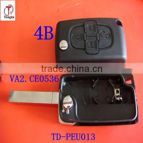 Tongda Hot Sale 4 Button Modified Folding Remote Key Case(no Groove) for Peugeot photo-4