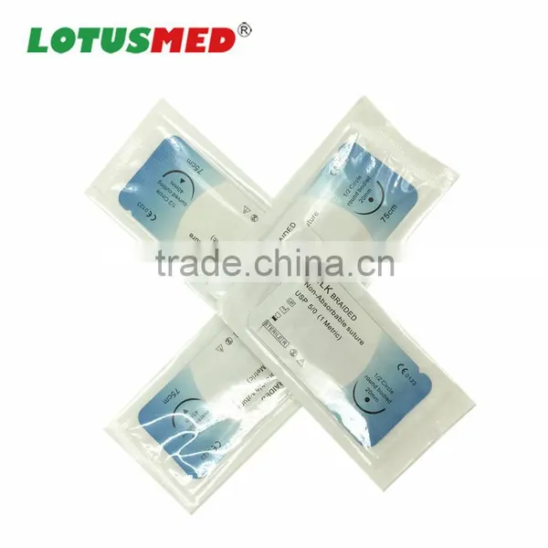 Surgical Suture 5/0 Silk Suture with Needle 75cm