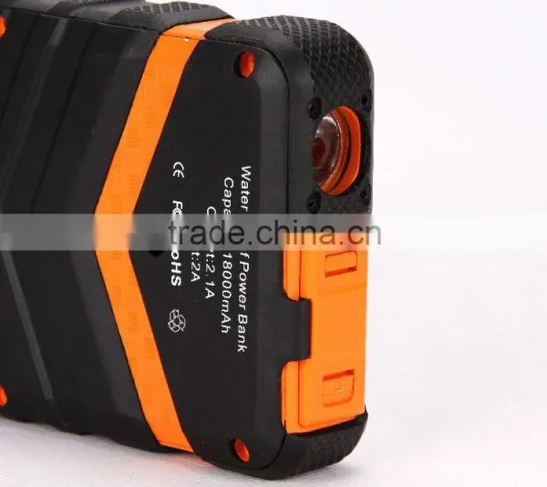 IP67 Super Waterproof Travel Power Bank Orange External Battery Charger 18000mah photo-2