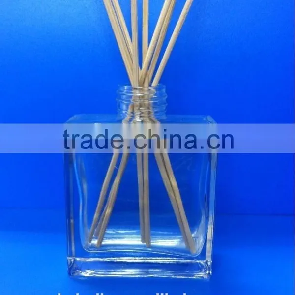 130ML Transparent Clear Square Glass Aroma Reed Diffuser Bottle With Rattan Sticks photo-2