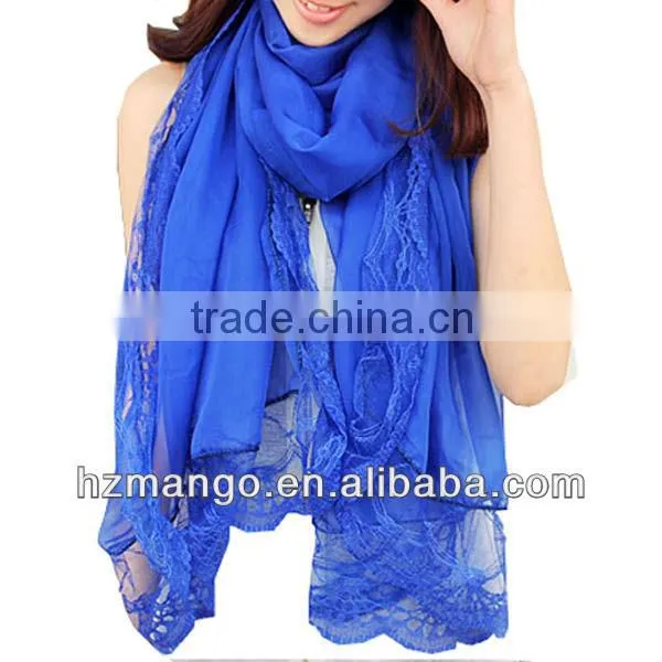 2016 Latest Fashionable Woman Lace Chiffon Scarf